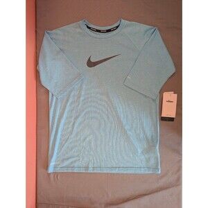 Boys Nike Swim Half Sleeve Hydroguard Rash Guard Shirt Light Blue XL